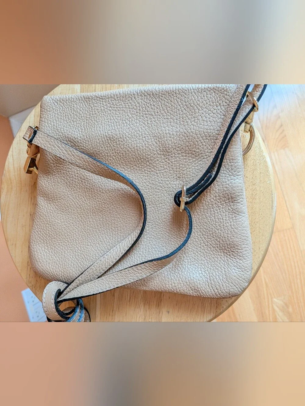 Debbie Katz Womens Beige Leather Crossbody Bag - Neutral Everyday Style